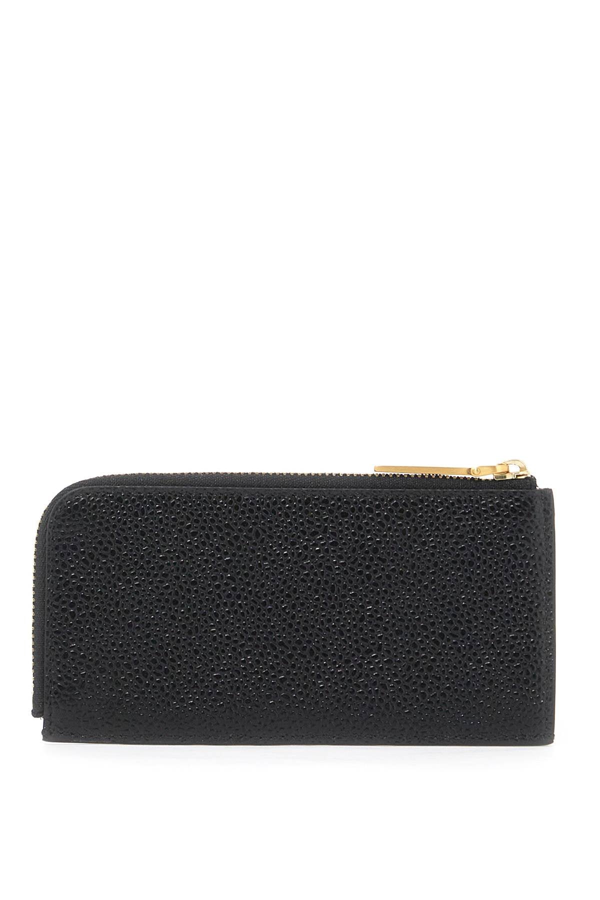 Pebble Grain Leather Cardholder  - Black