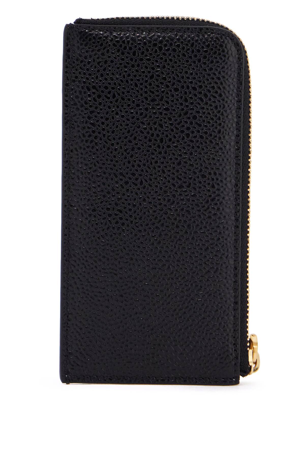 Pebble Grain Leather Cardholder  - Black