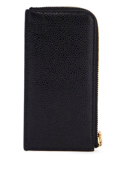 Pebble Grain Leather Cardholder  - Black