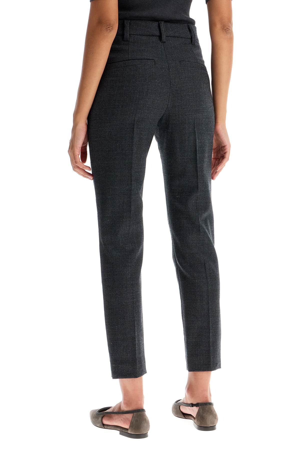 Woolen Cigarette Pants For Women  - Grey