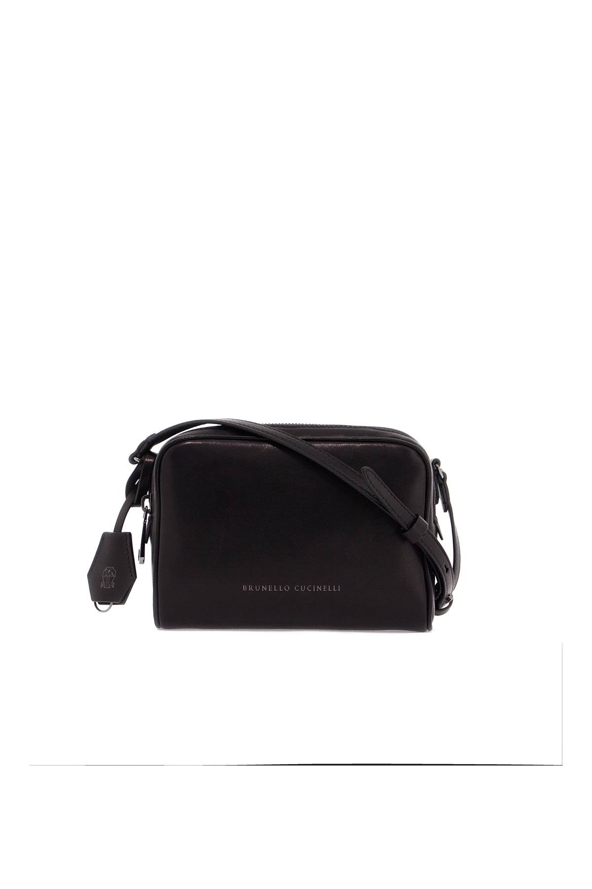 Mini Leather Boston Crossbody Bag With Shoulder Strap  - Black