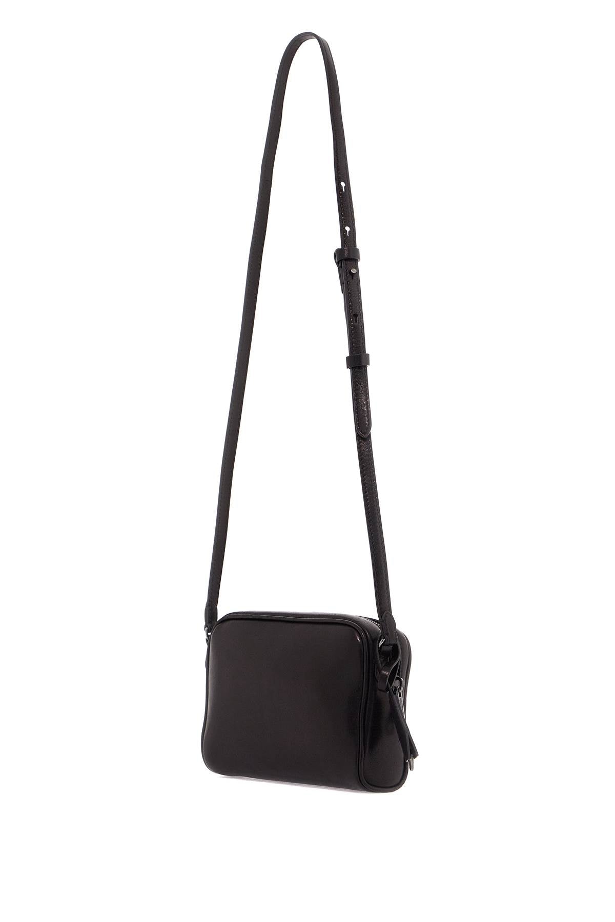 Mini Leather Boston Crossbody Bag With Shoulder Strap  - Black