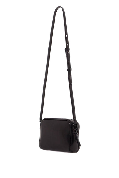 Mini Leather Boston Crossbody Bag With Shoulder Strap  - Black