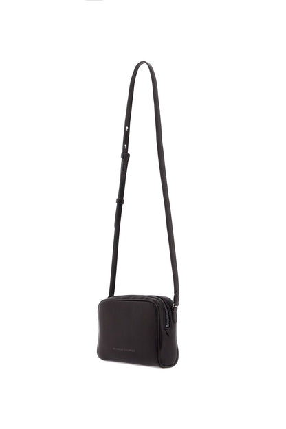 Mini Leather Boston Crossbody Bag With Shoulder Strap  - Black