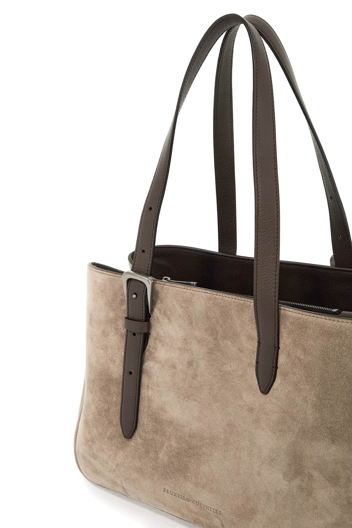 Suede Shoulder Bag With Seven  - Neutro