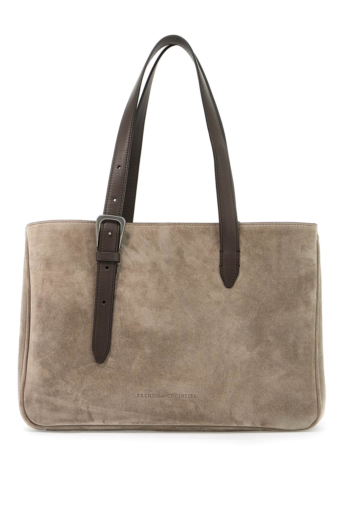 Suede Shoulder Bag With Seven  - Neutro