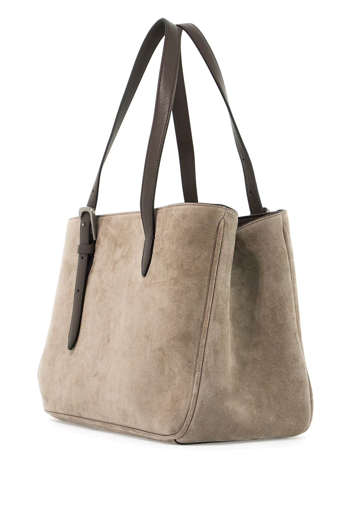 Suede Shoulder Bag With Seven  - Neutro