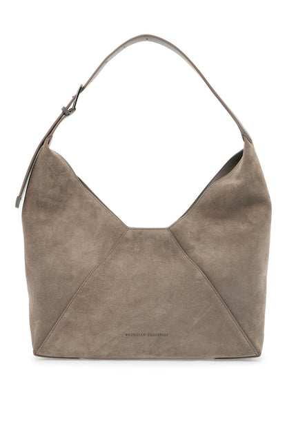 Bc Duo Suede Leather Hobo Bag With  - Neutro