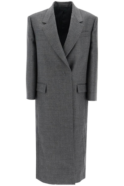 Woolen Overcoat In Canvas Fabric  - Grey