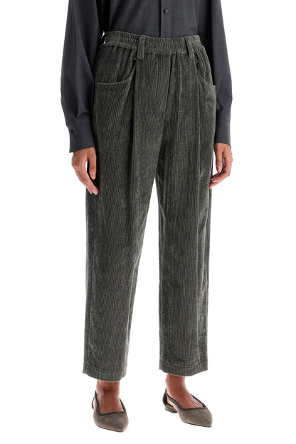 Cropped Corduroy Pants  - Grey