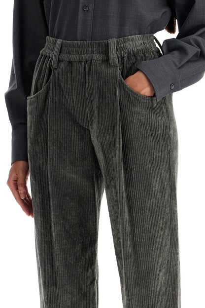 Cropped Corduroy Pants  - Grey