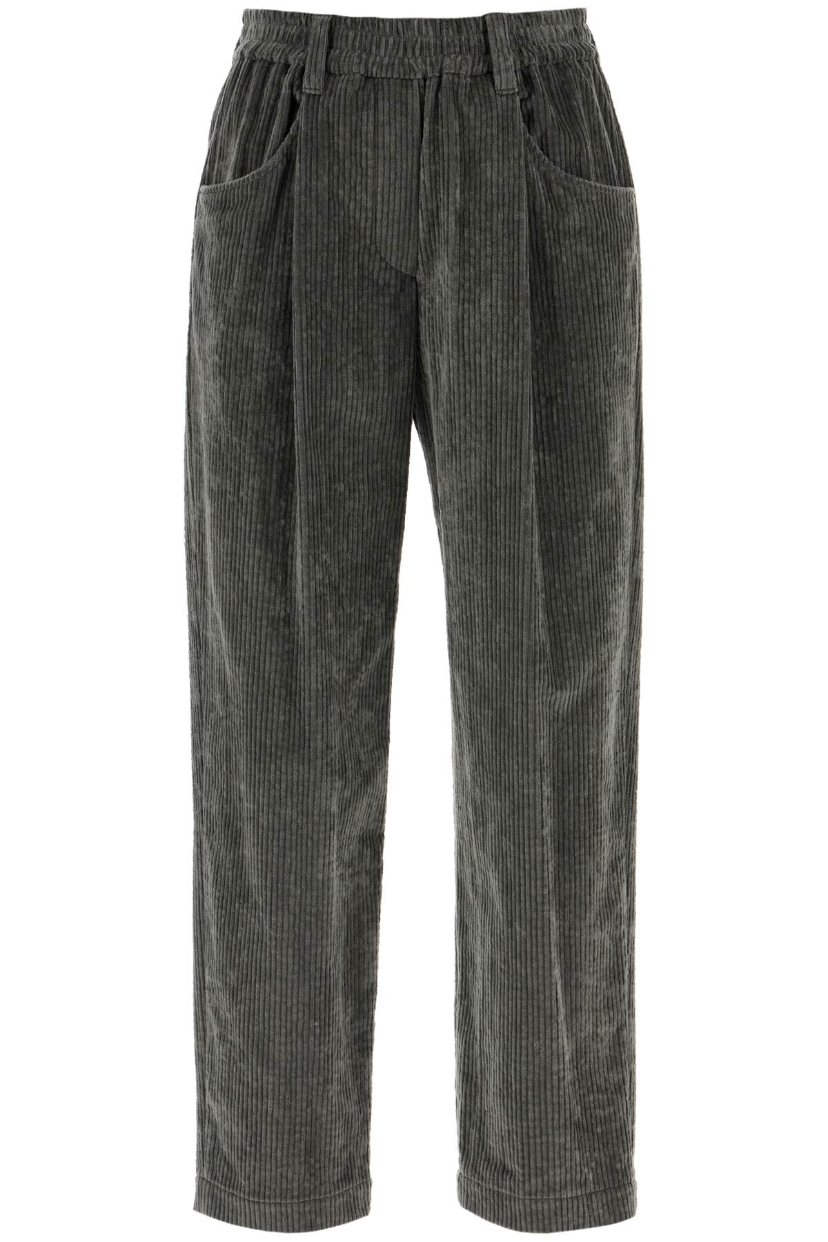 Cropped Corduroy Pants  - Grey