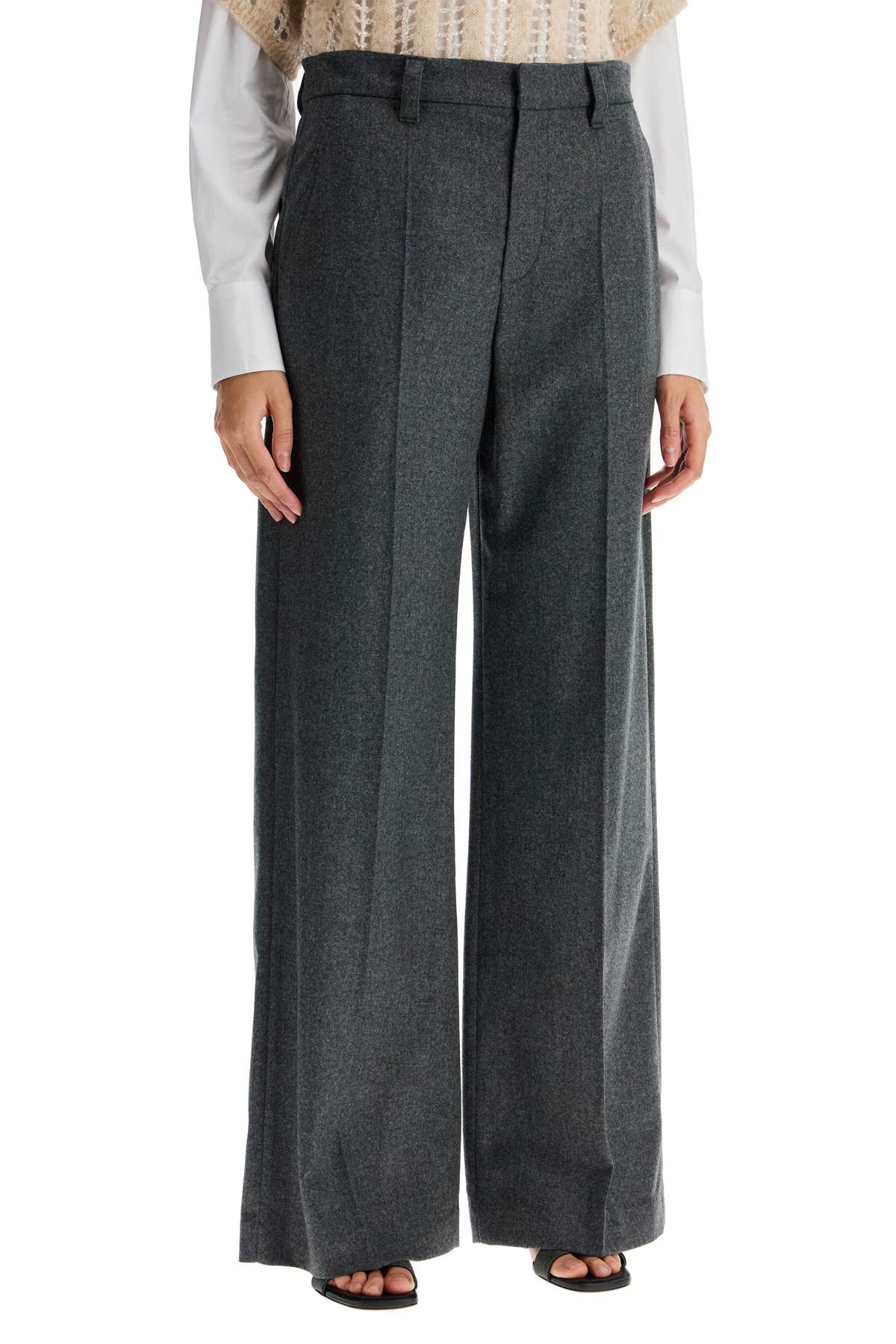 Tailored Flannel Trousers For  - Grey