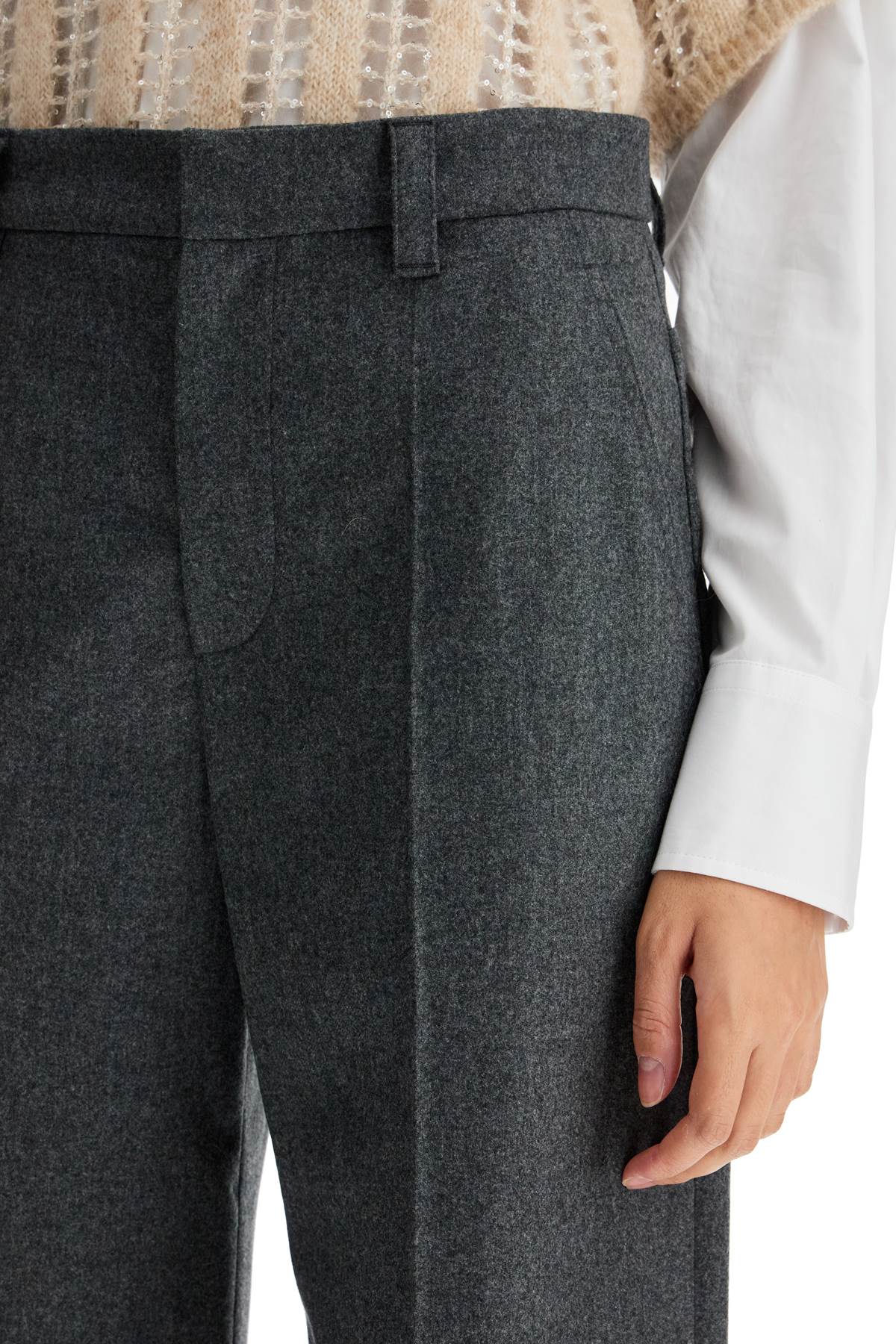 Tailored Flannel Trousers For  - Grey