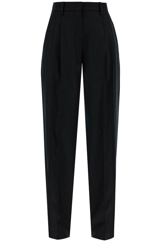 Loose Straight Pants With Embell  - Nero