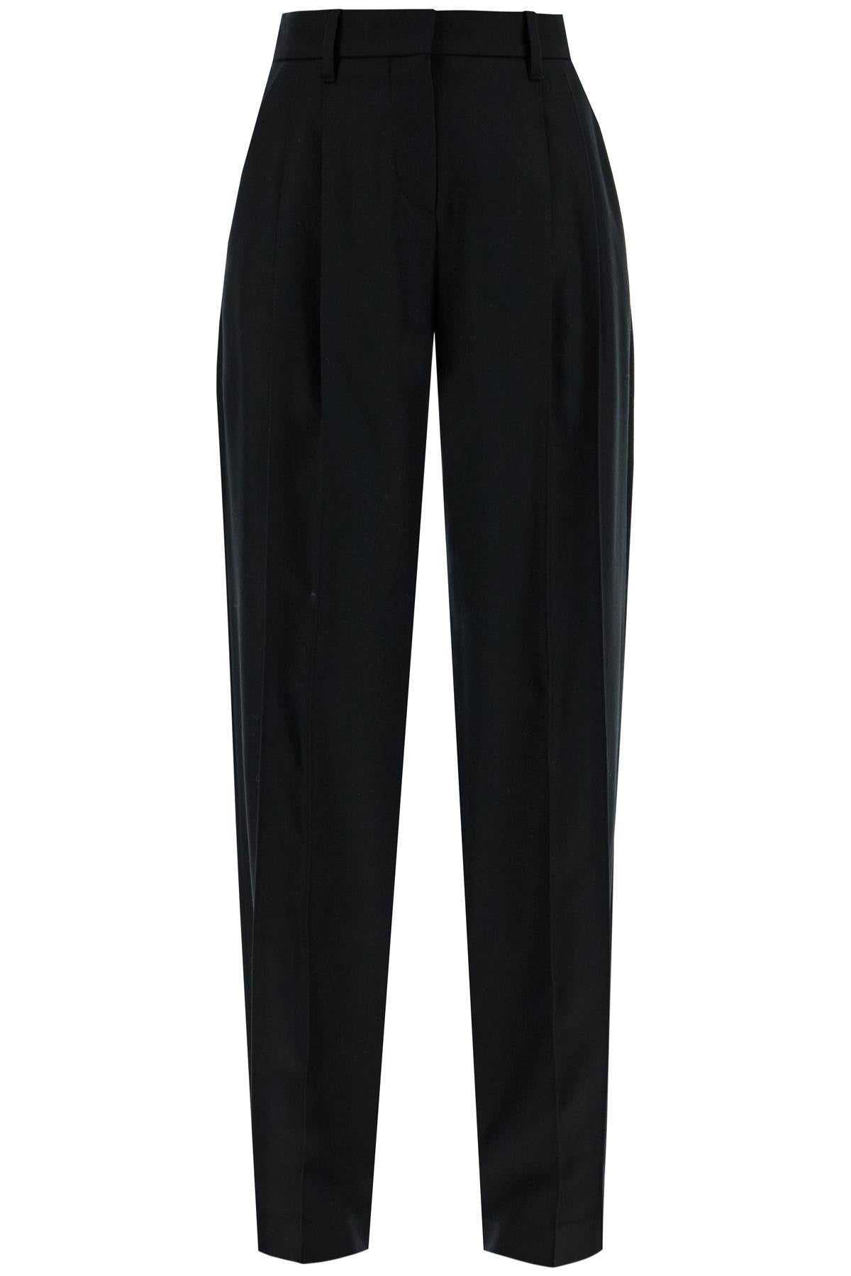 Loose Straight Pants With Embell  - Black