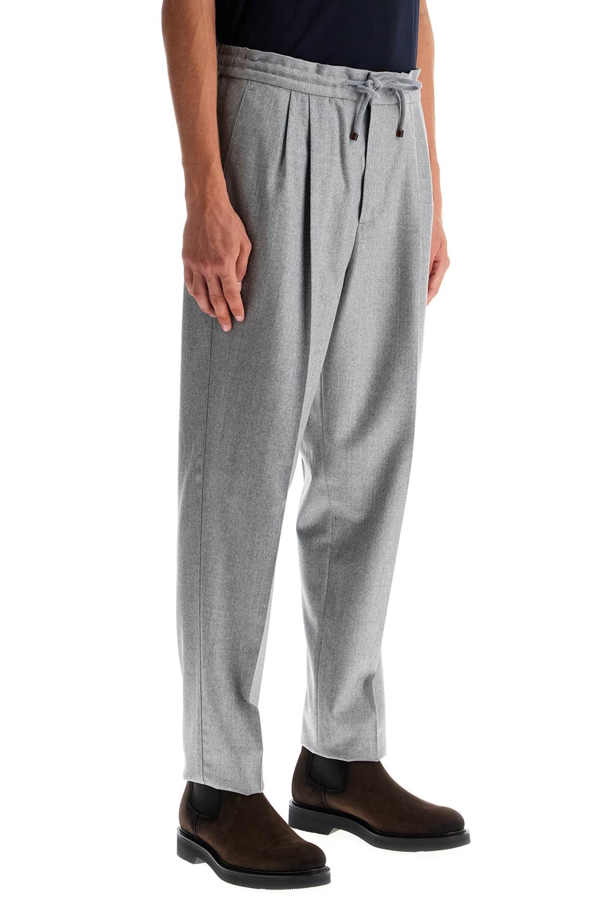 Wool Flannel Leisure Fit Pants In  - Grey