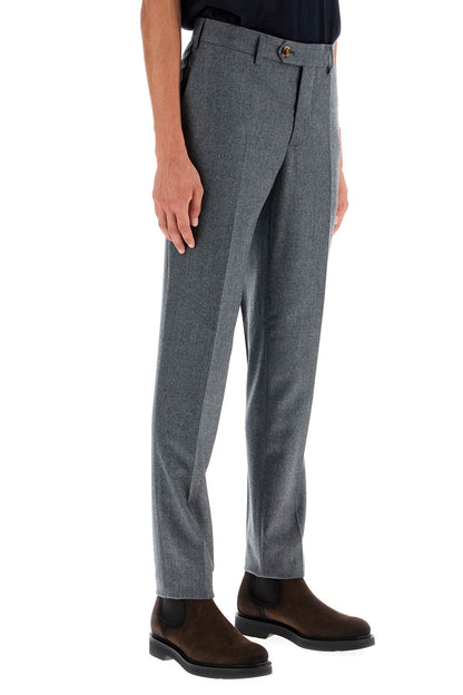 Italian Fit Flannel Trousers For A  - Grey