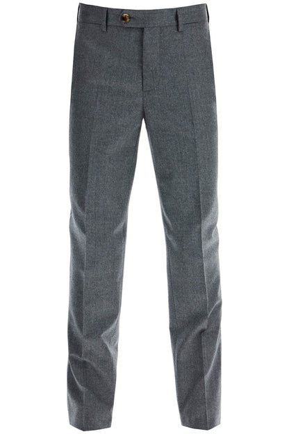 Italian Fit Flannel Trousers For A  - Grey