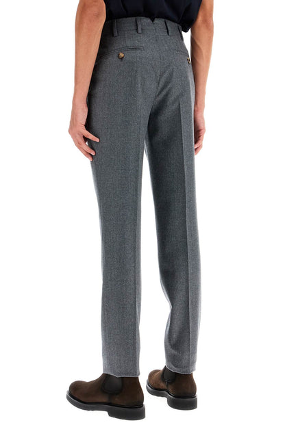 Italian Fit Flannel Trousers For A  - Grey