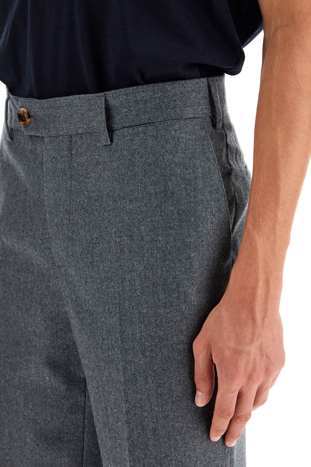 Italian Fit Flannel Trousers For A  - Grey