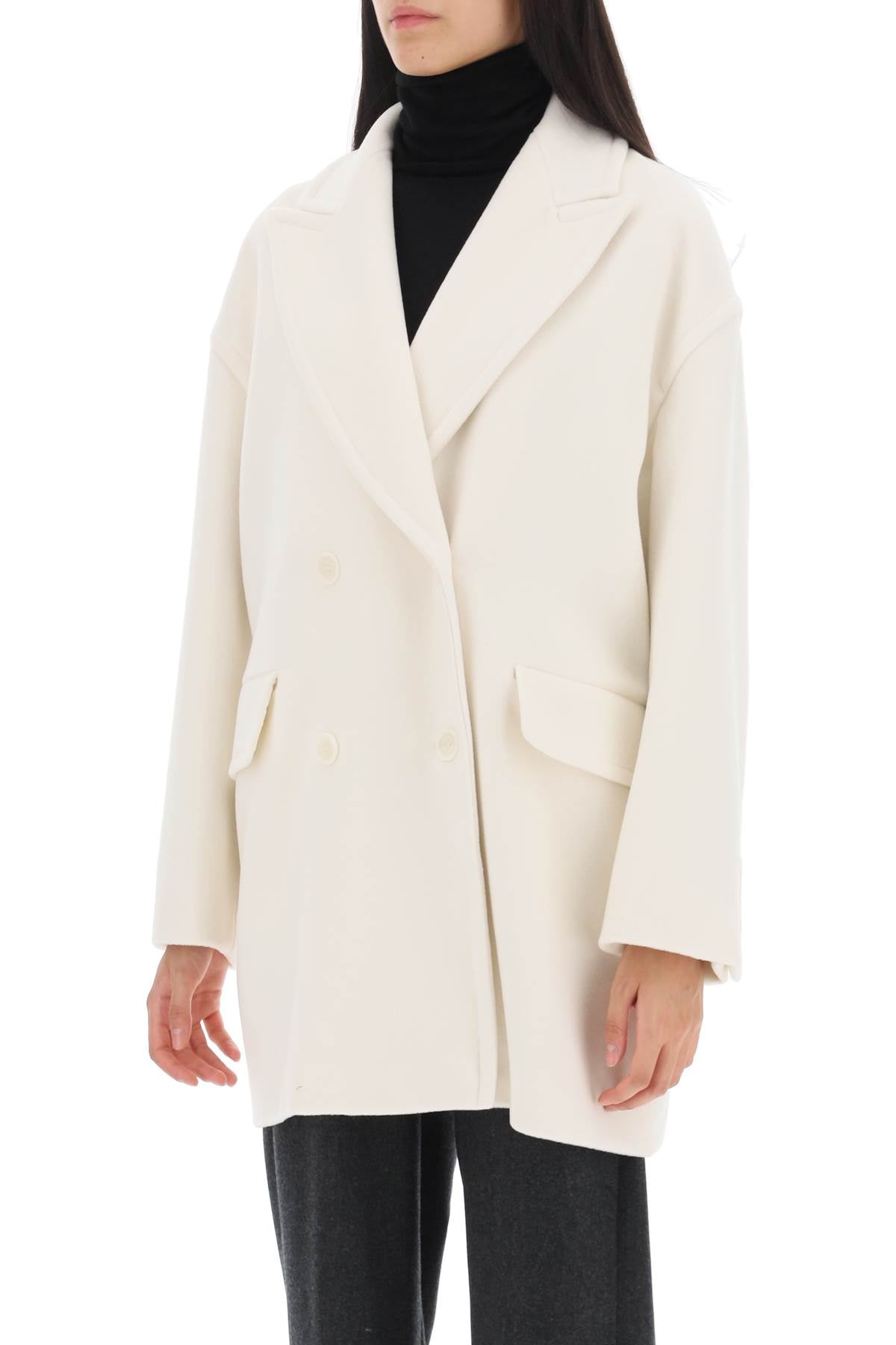 Meana Double-breasted Peacoat  - White