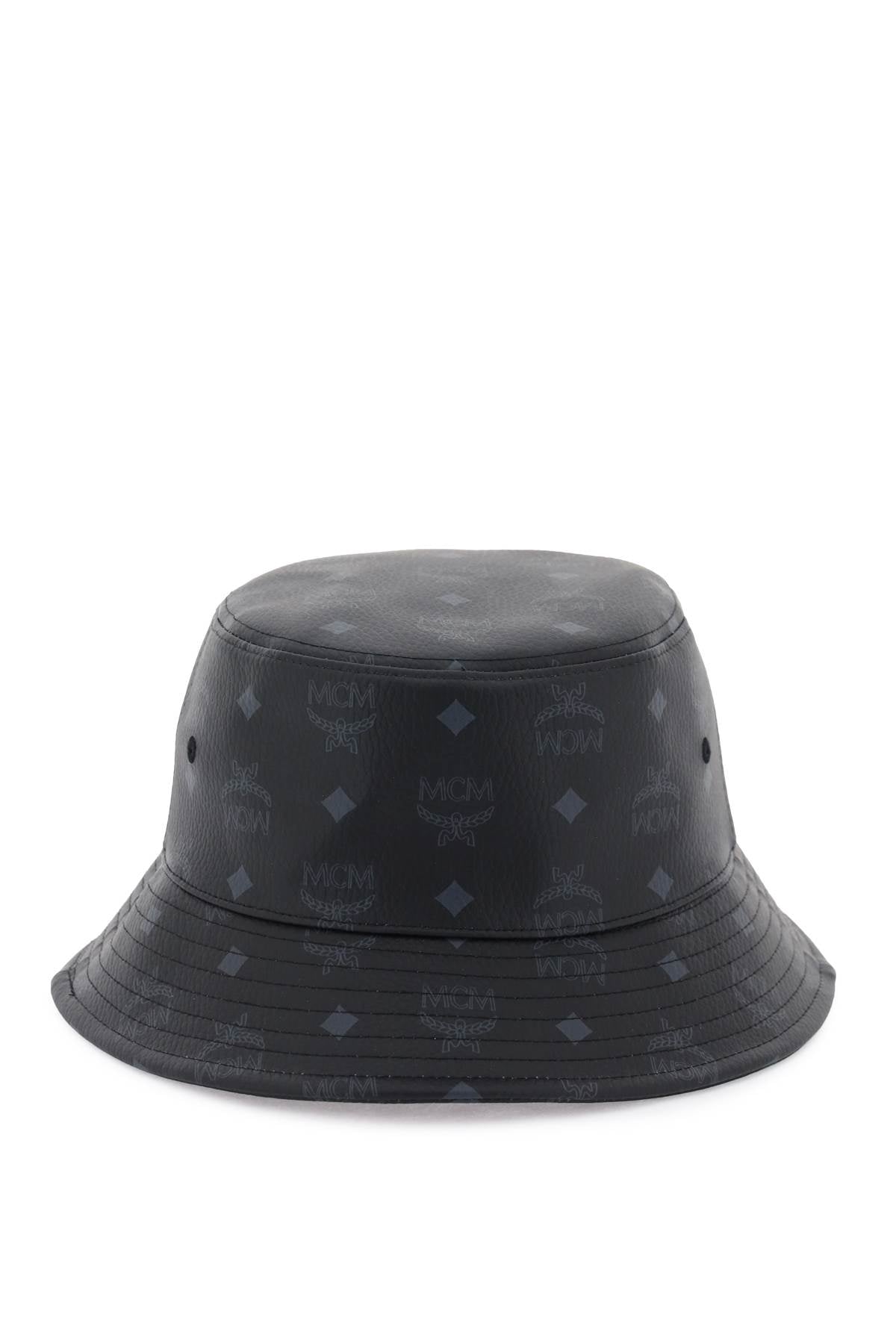 Visetos Bucket Hat In Faux Leather  - Black