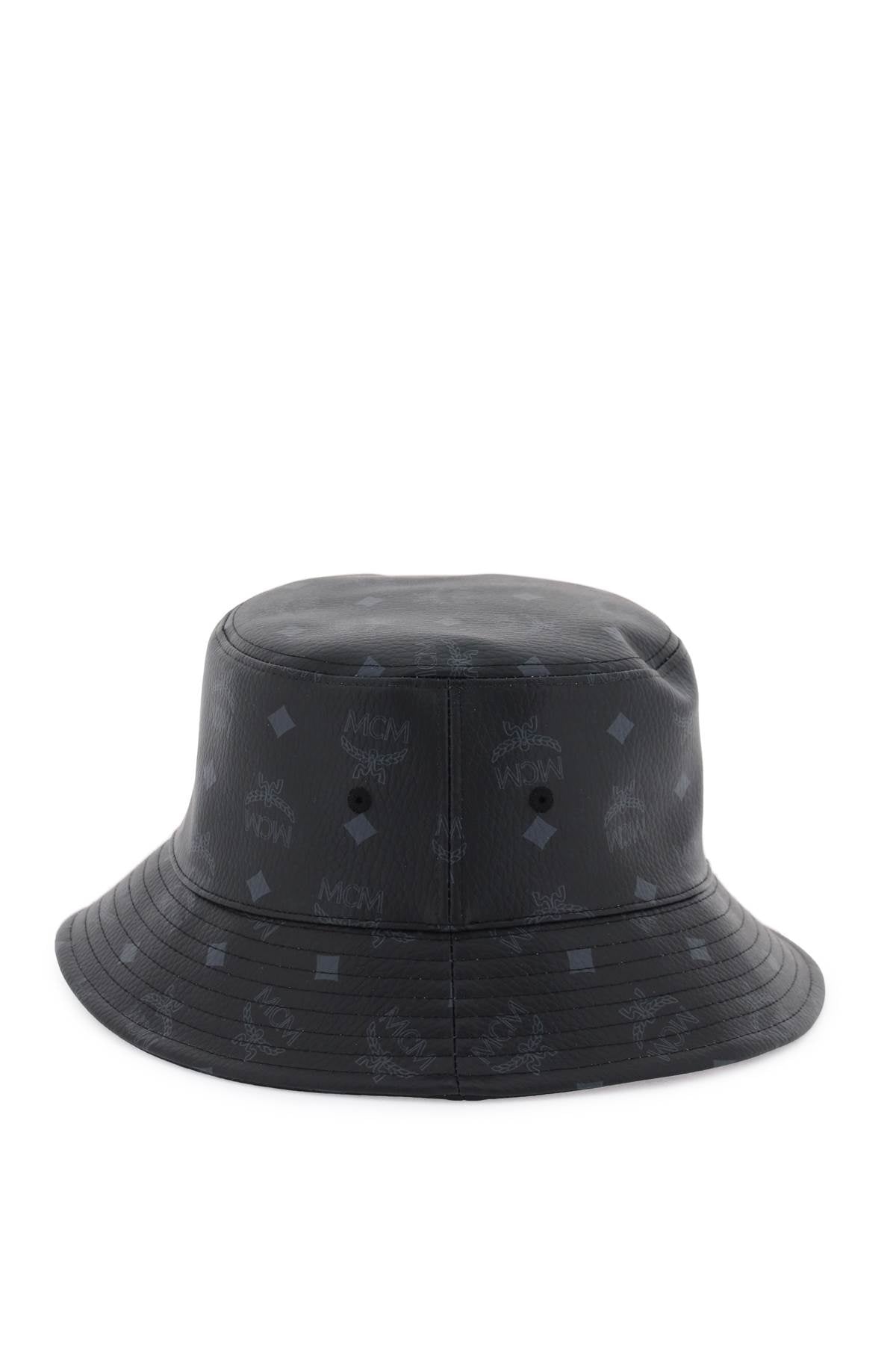 Visetos Bucket Hat In Faux Leather  - Black