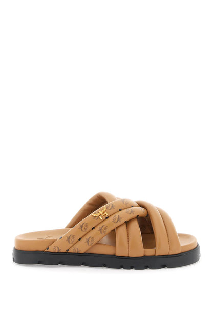 Leather Monogram Sandals With  - Brown