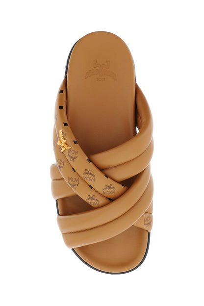 Leather Monogram Sandals With  - Brown