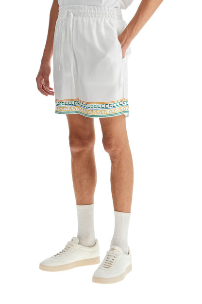 Silk Bermuda Shorts 'crayon Temple  - White