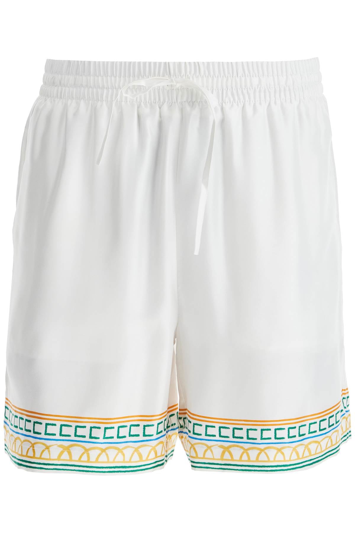 Silk Bermuda Shorts 'crayon Temple  - White