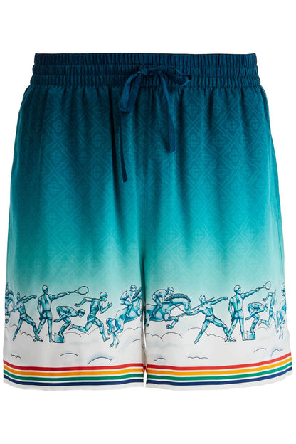 Silk Bermuda Shorts 'the Goddess Of The  - Green