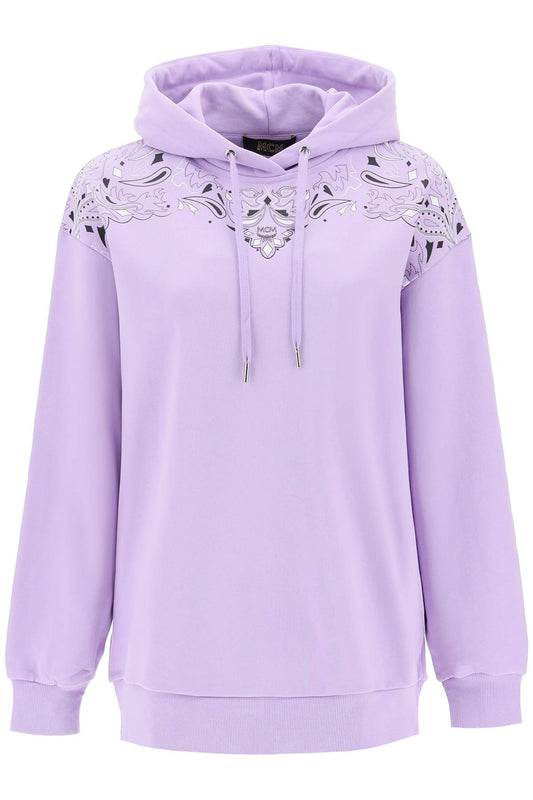 Hoodie With Bandana Print  - Purple