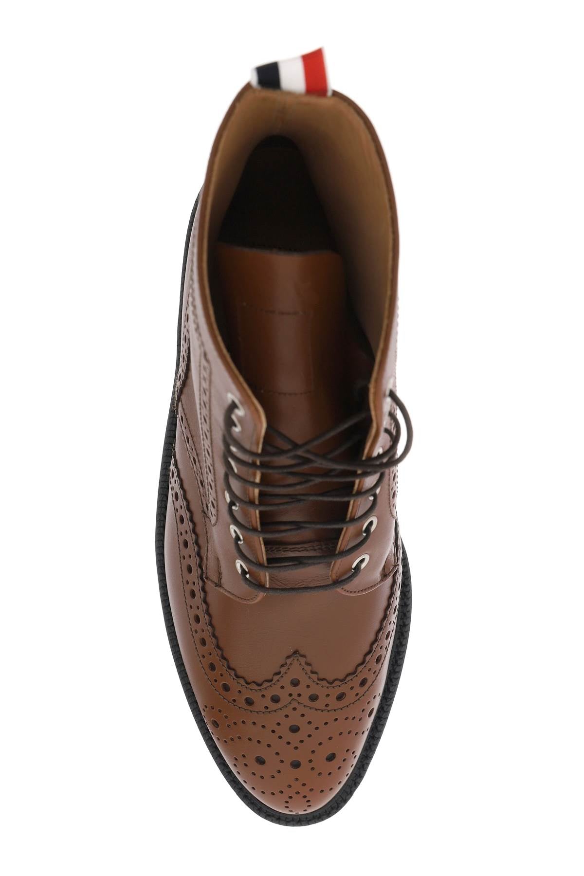 Wingtip Ankle Boots With Brogue Details  - Brown