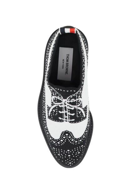 Longwing Brogue Loafers In Trompe L'oeil Knit  - Nero