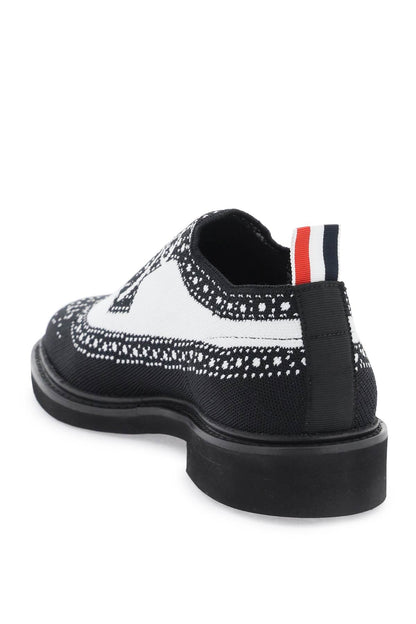 Longwing Brogue Loafers In Trompe L'oeil Knit  - Nero