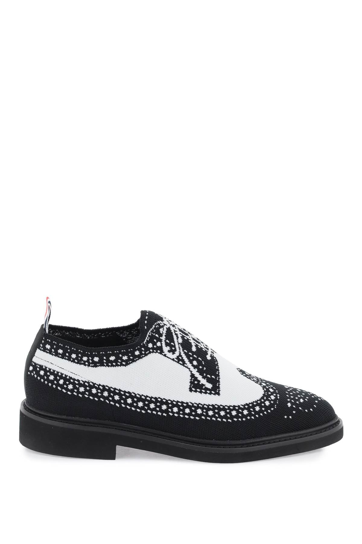 Longwing Brogue Loafers In Trompe L'oeil Knit  - Nero