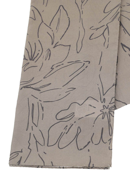 Magnolia Print Silk Scar  - Grey