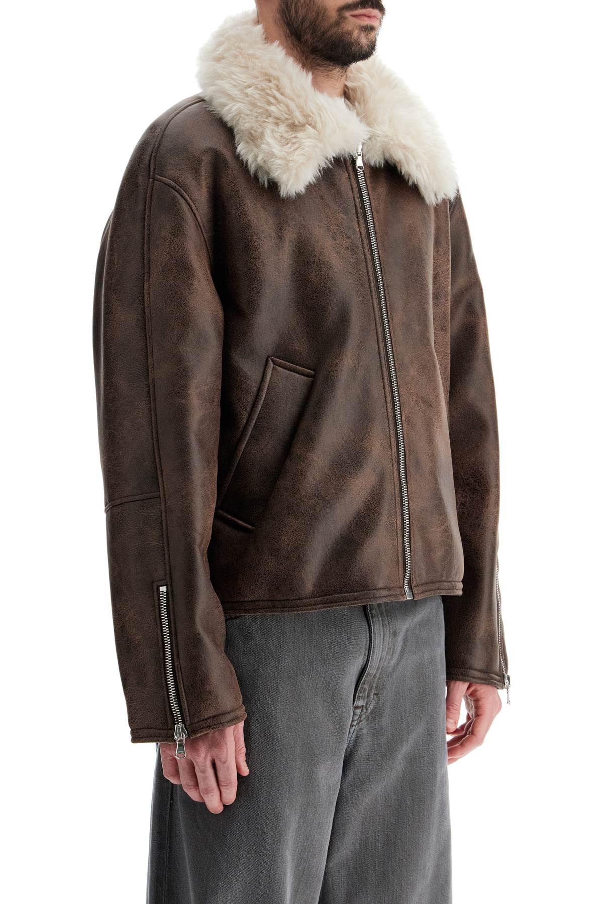 Asante Faux Shearling Jacket  - Brown