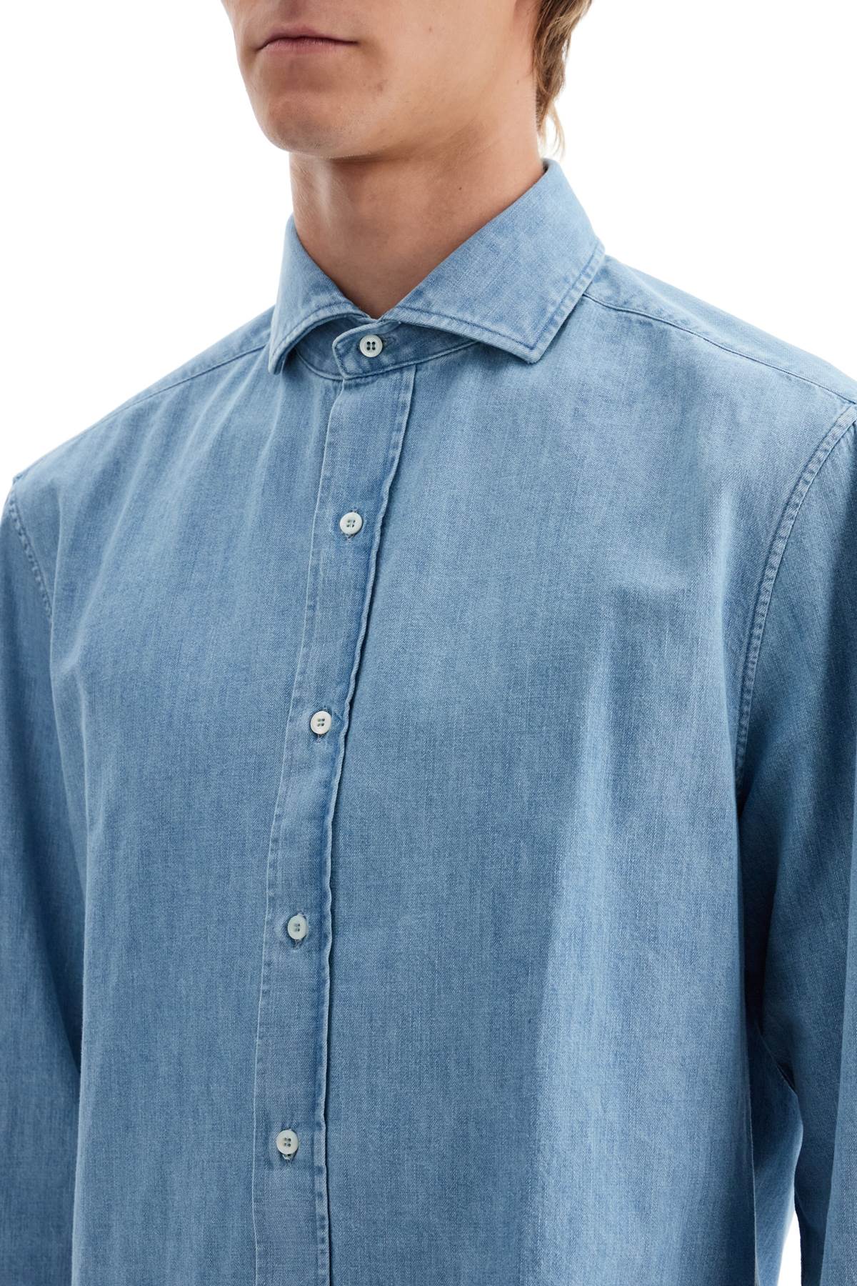 Lightweight Slim Fit Denim Shirt  - Blue