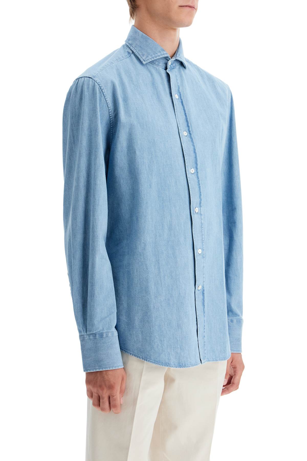 Lightweight Slim Fit Denim Shirt  - Blue