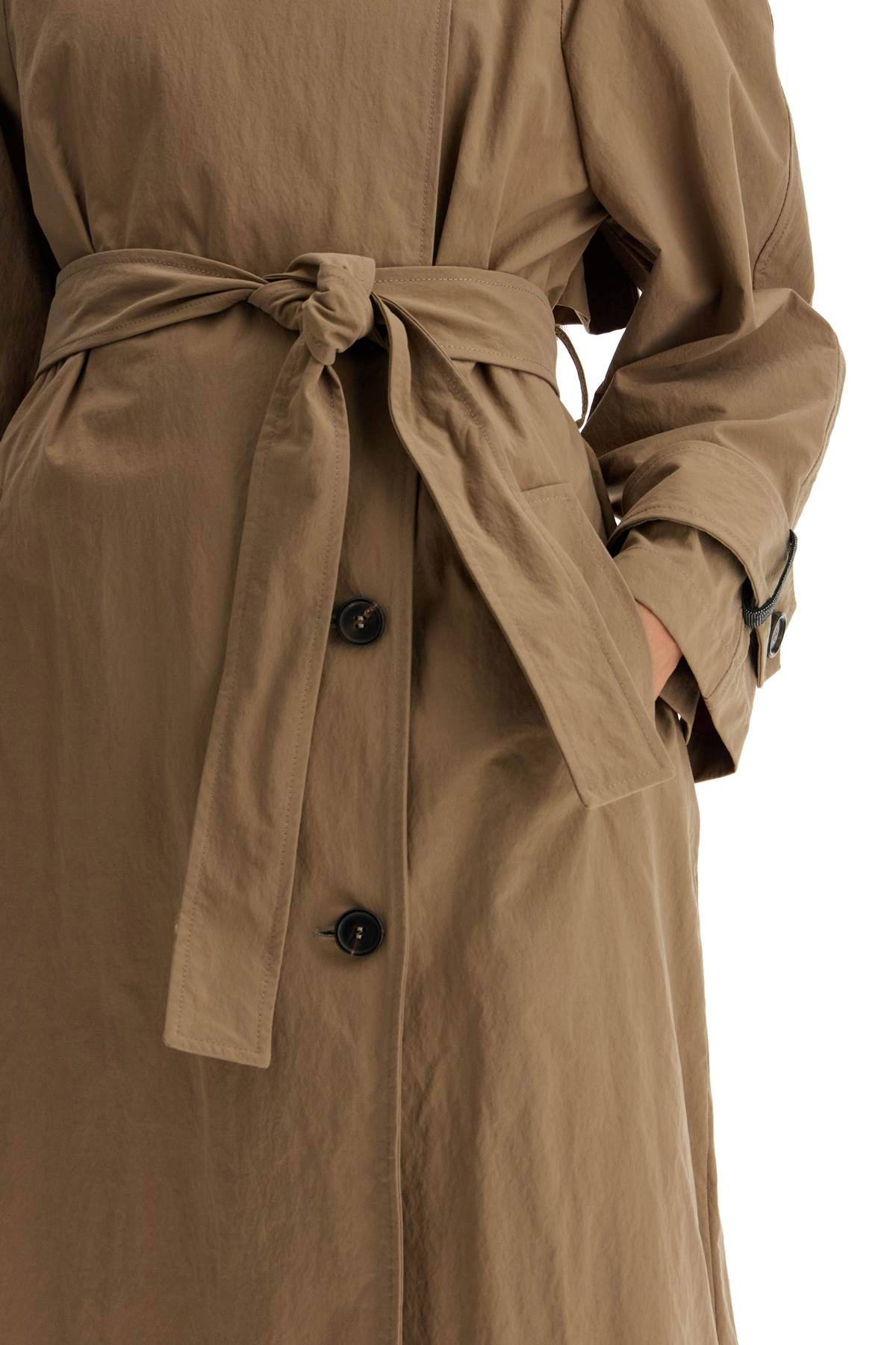 'trench Coat With Shiny Cuff Details  - Neutro