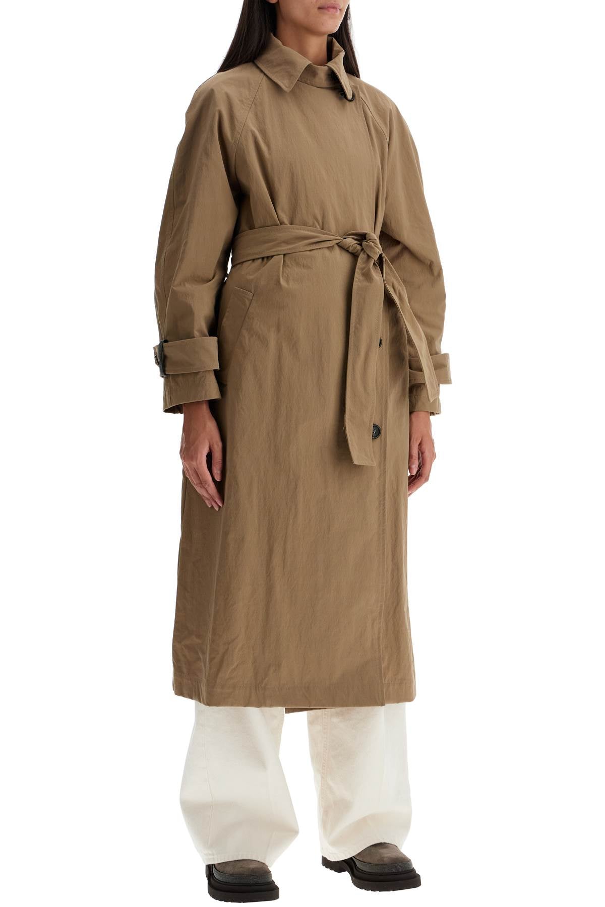 'trench Coat With Shiny Cuff Details  - Neutro