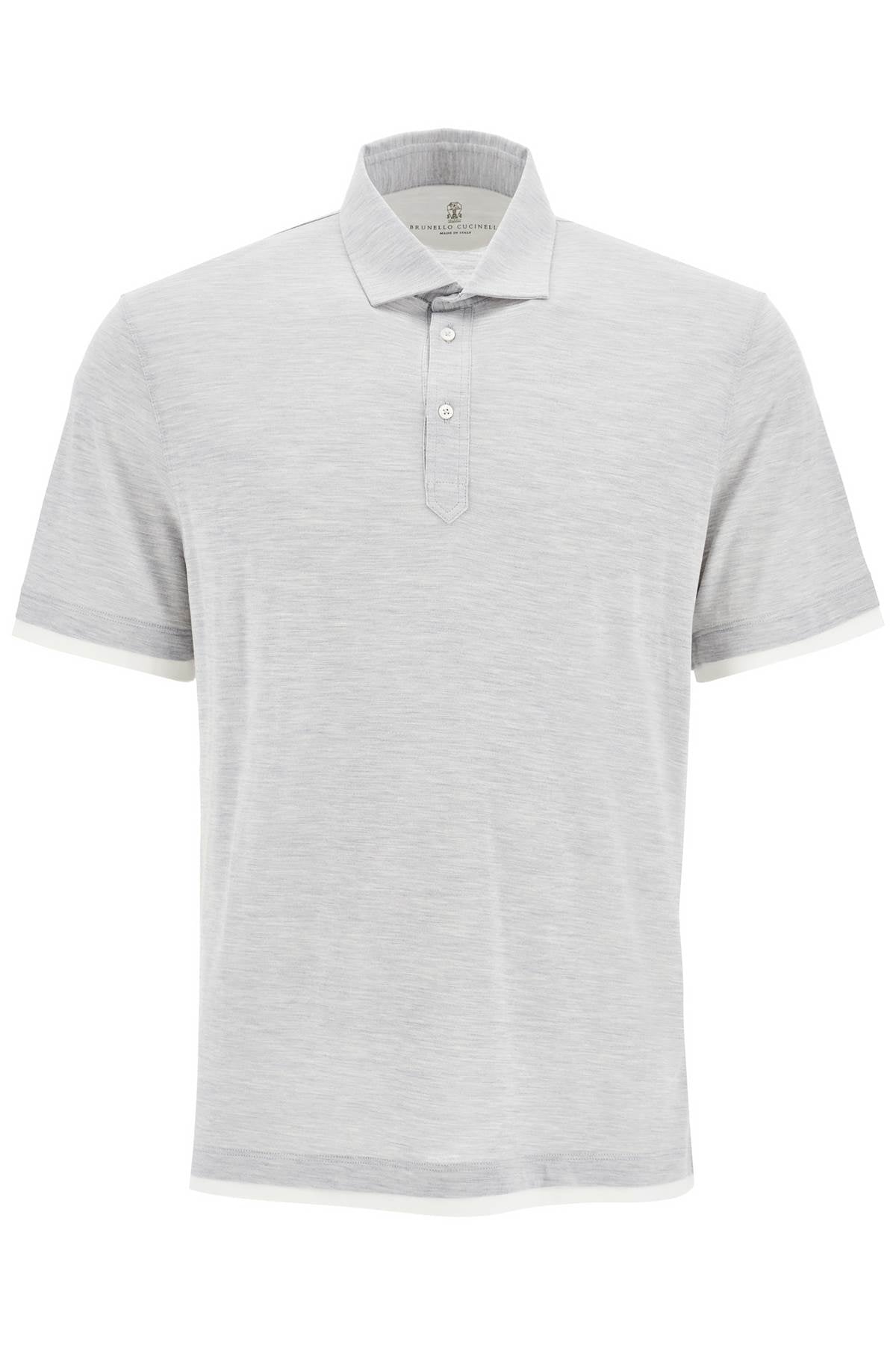 Silk And Cotton Polo Shirt With Double Edges  - Grey