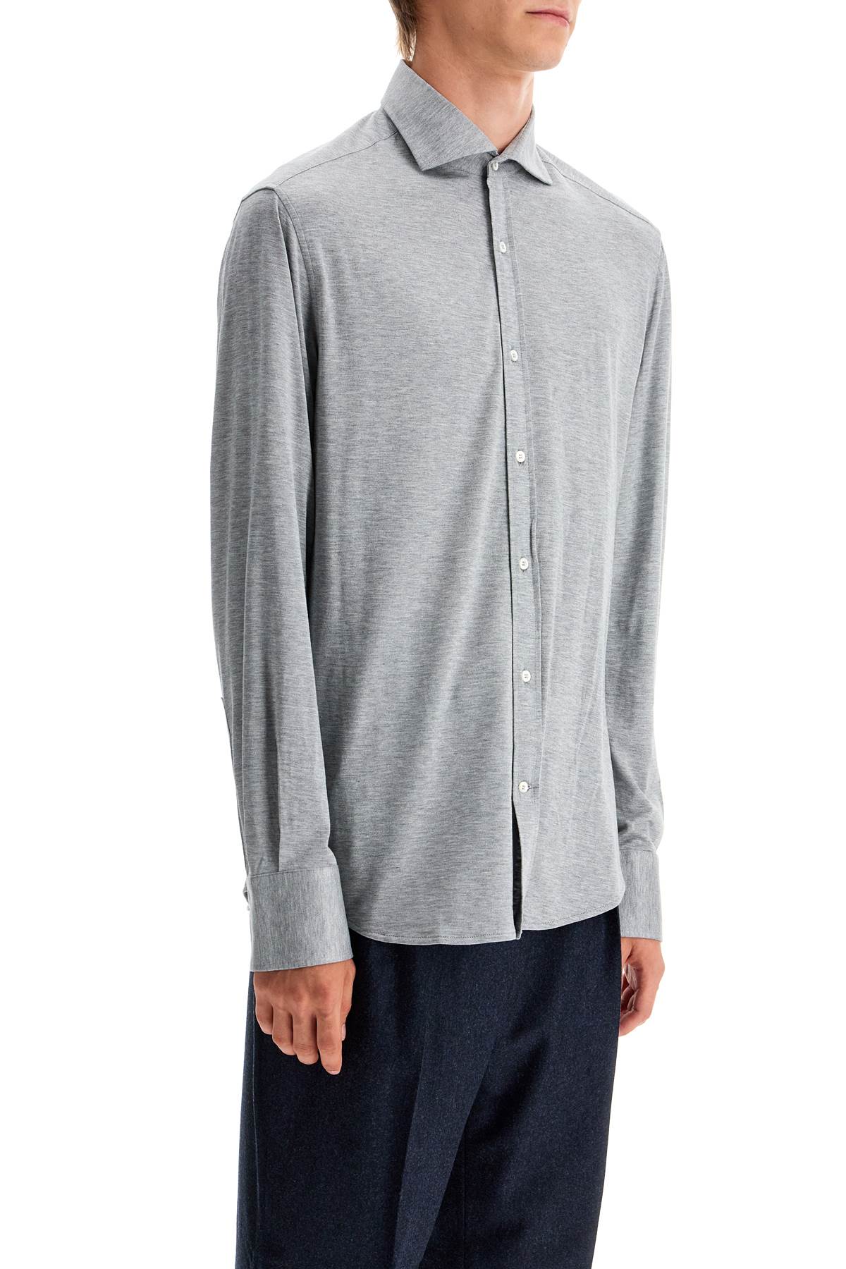 Silk And Cotton Jersey Shirt  - Grigio