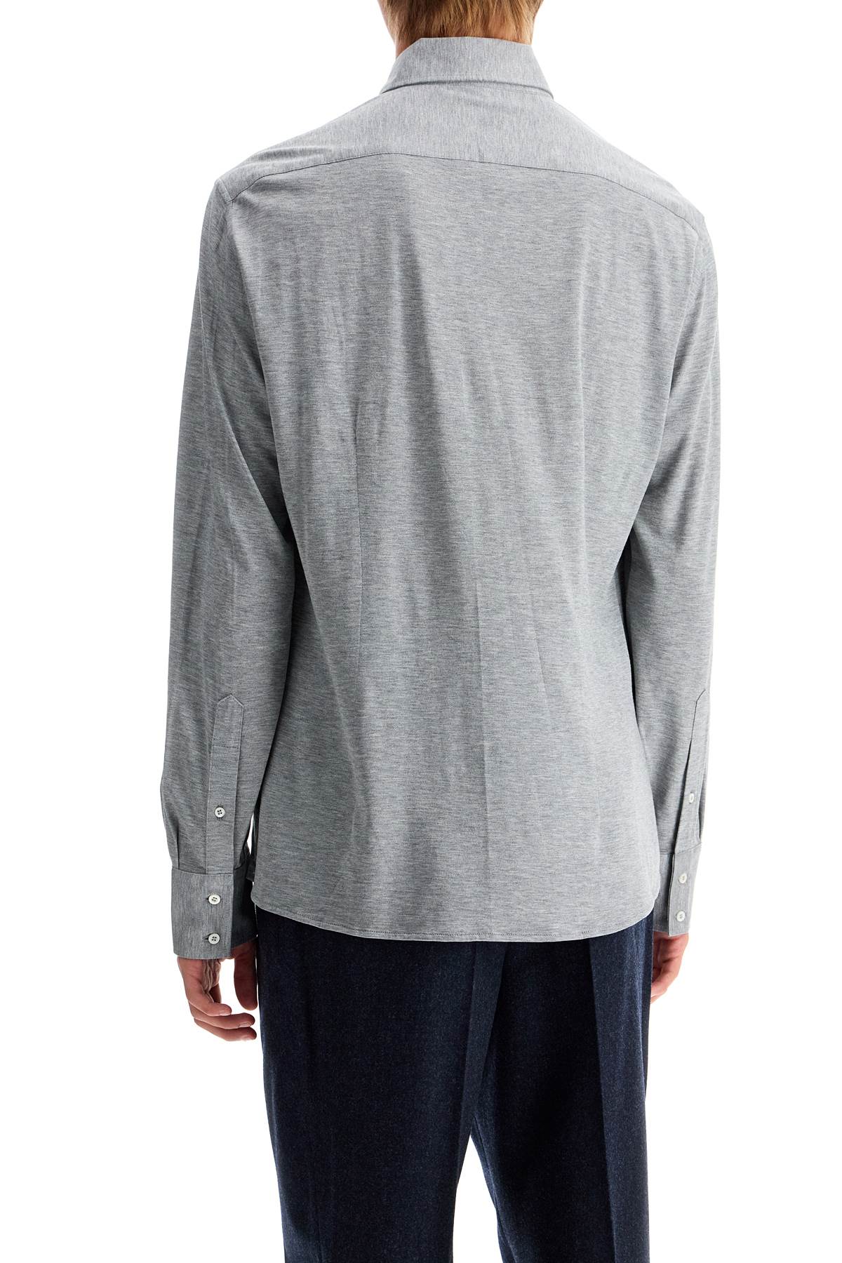 Silk And Cotton Jersey Shirt  - Grigio