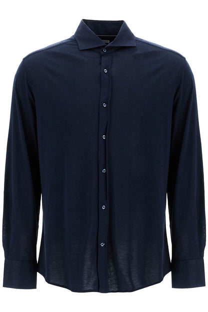 Silk And Cotton Jersey Shirt  - Blue