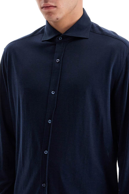 Silk And Cotton Jersey Shirt  - Blue