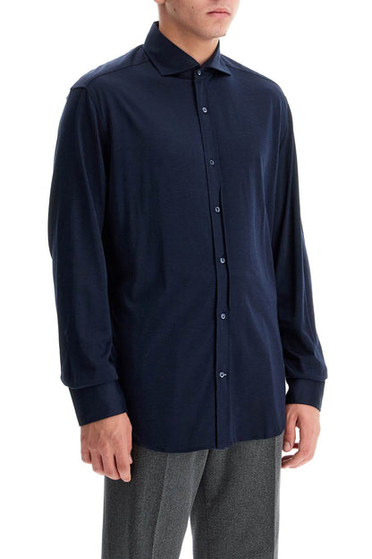 Silk And Cotton Jersey Shirt  - Blue